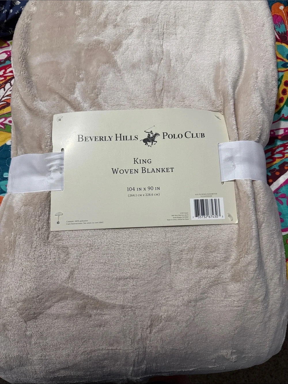 Beverly Hills Polo Club King Woven Blanket in Light Taupe
